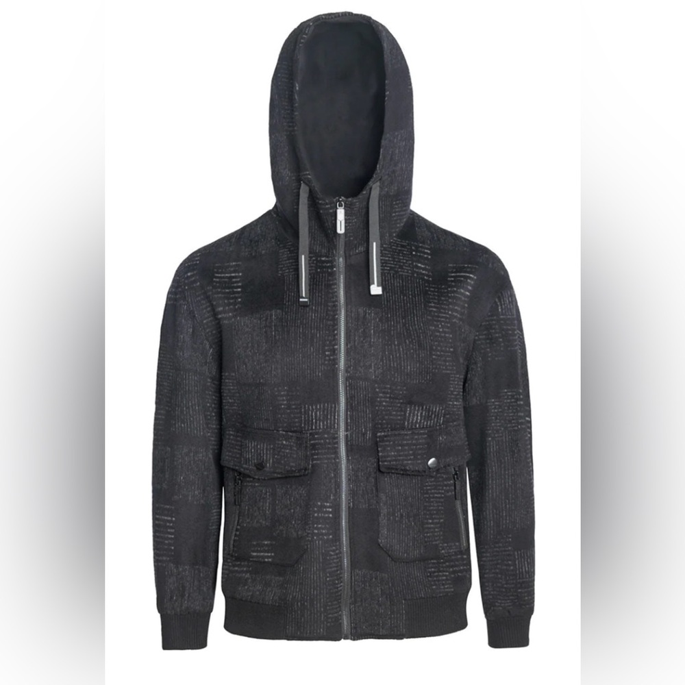 Black Wool Hooded Bomber